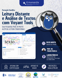 Arte de divulgação da oficina de análise de textos com Voyant Tools